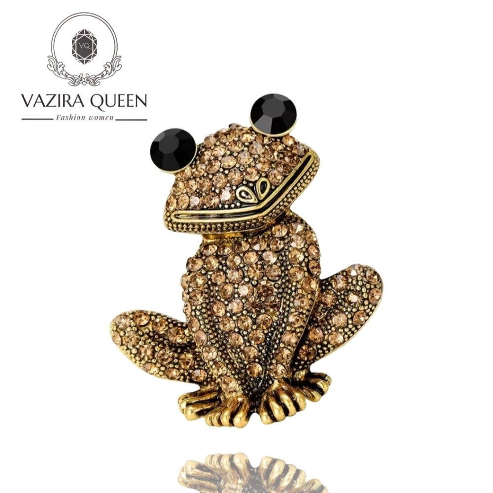 VQ Enamel Frog Brooch